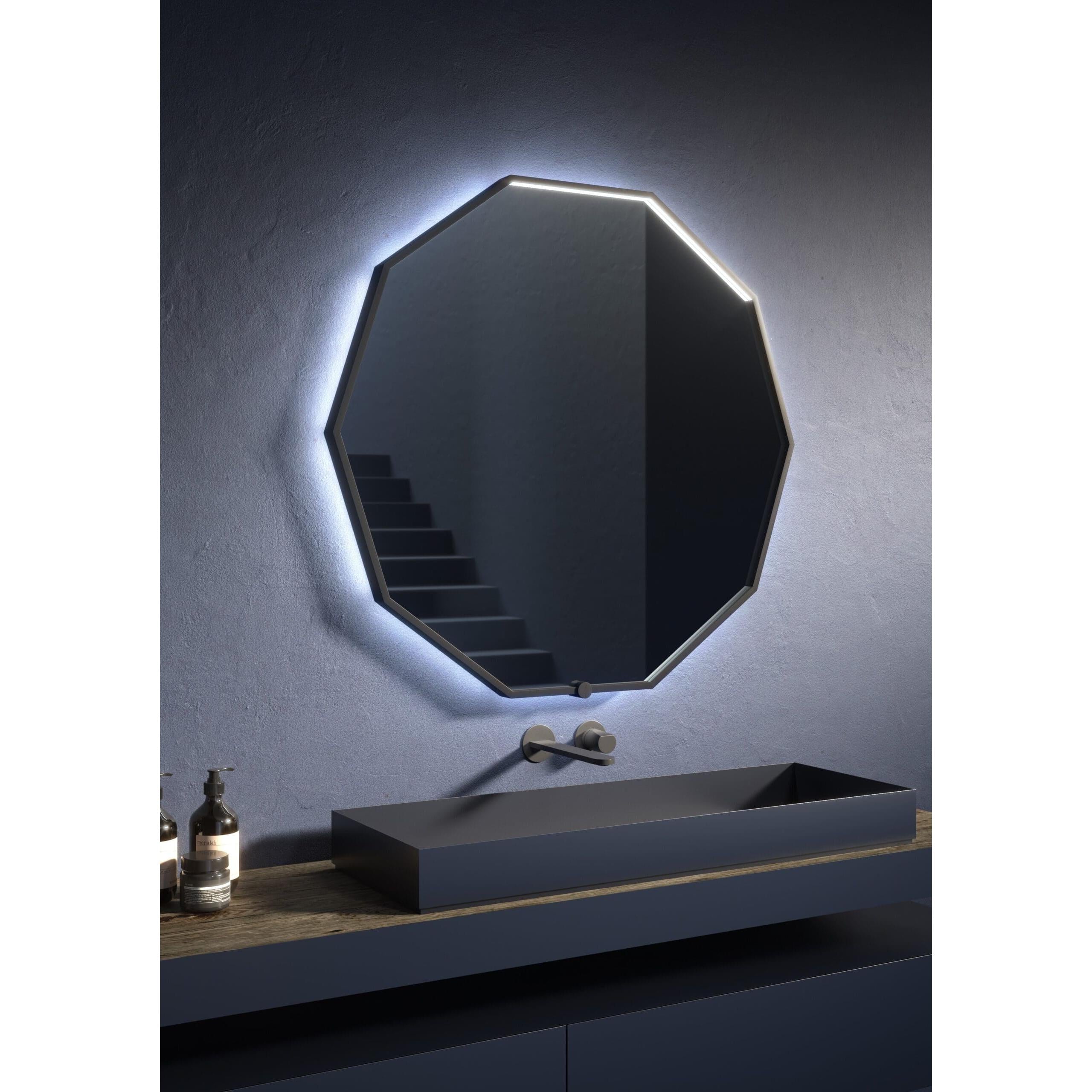 Oxygen Deca 3-1001-15 Lighted LED Mirror 24 Inch Modern - Black Frame
