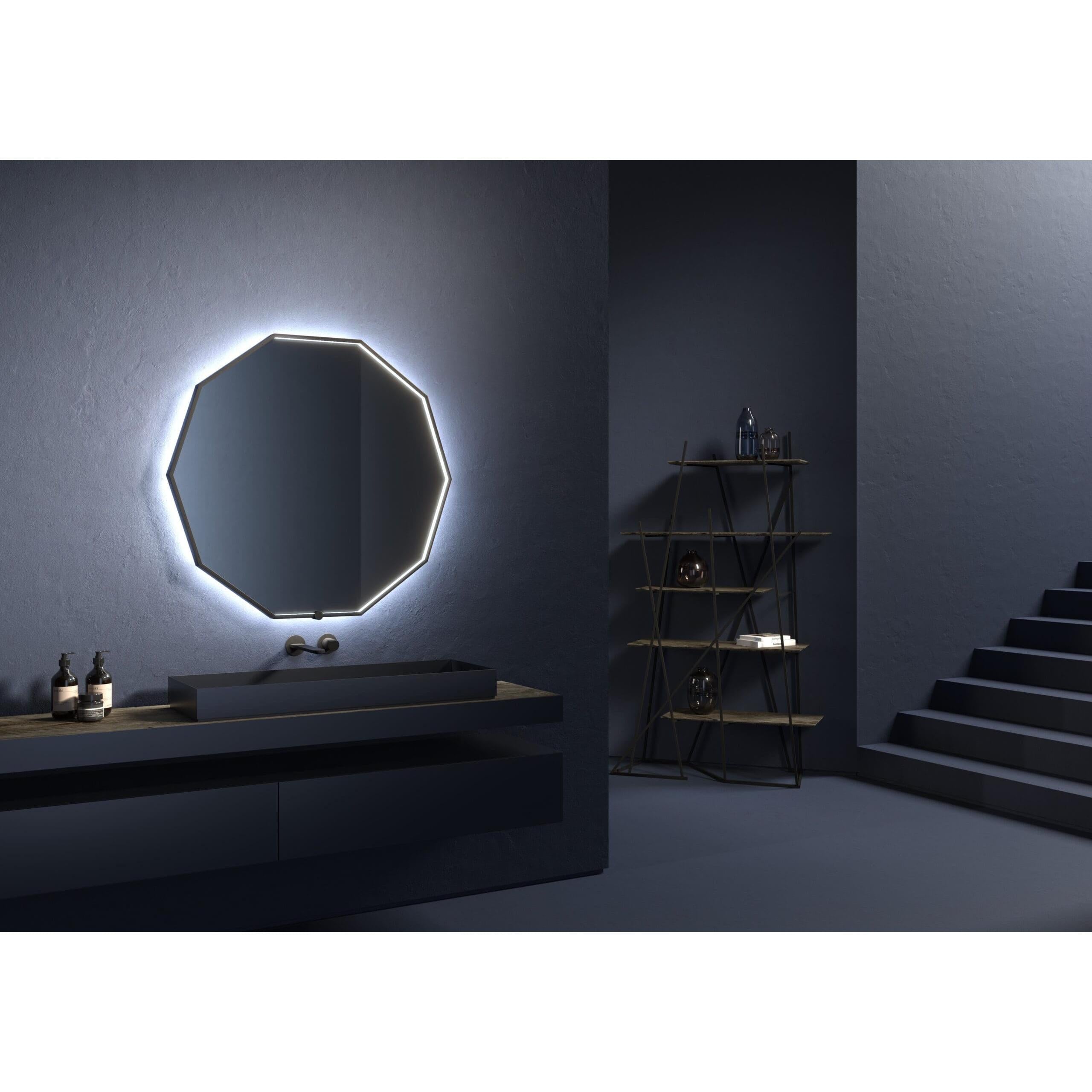 Oxygen Deca 3-1001-15 Lighted LED Mirror 24 Inch Modern - Black Frame