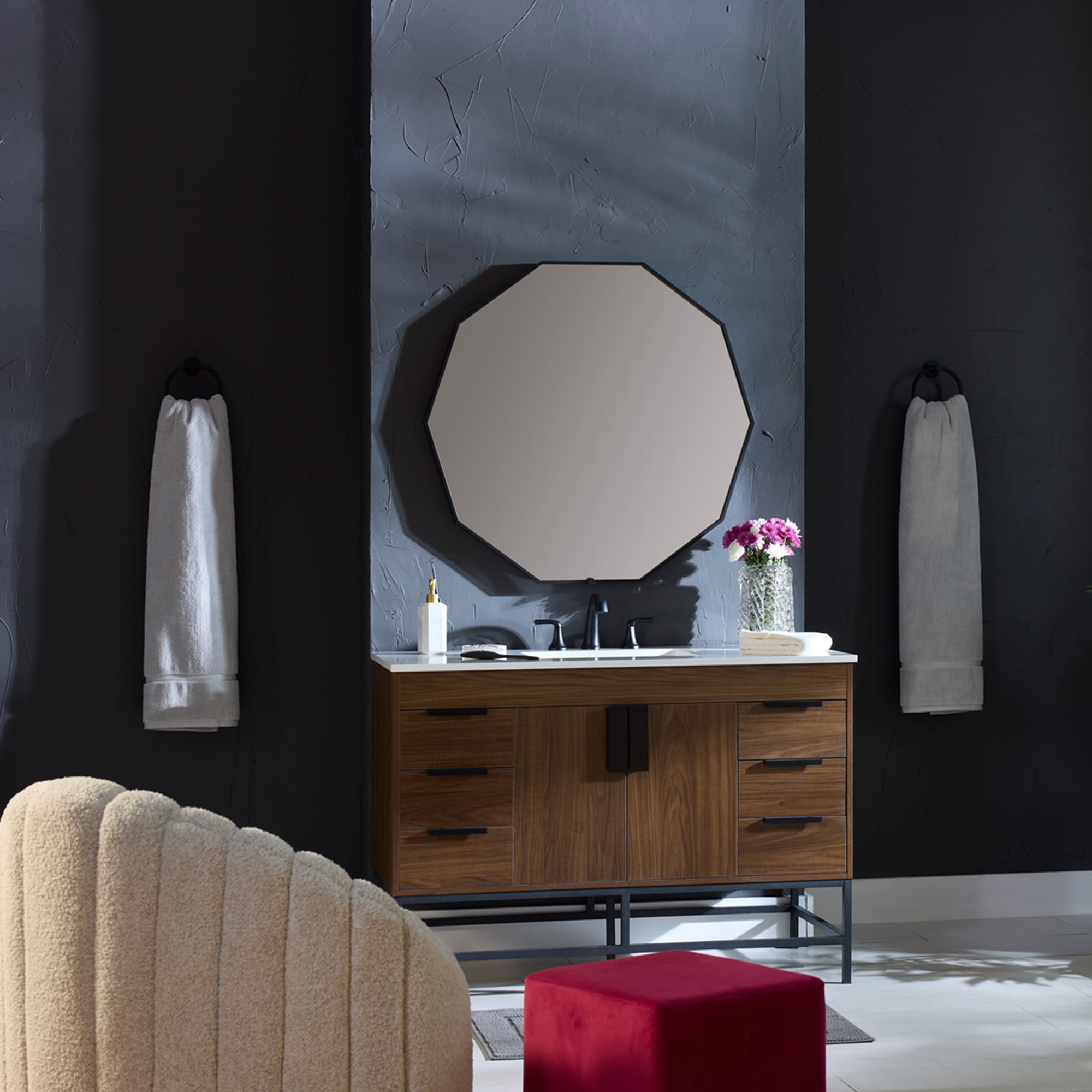 Oxygen Deca 3-1002-15 Lighted LED Mirror 30 Inch Modern - Black Frame