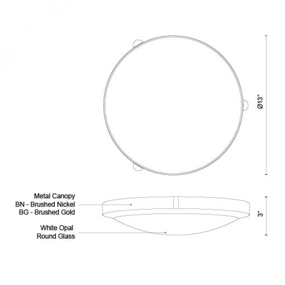 Kuzco Lighting 501112BG-LED-5CCT Flush Mount, LED, 20W, Brushed Gold