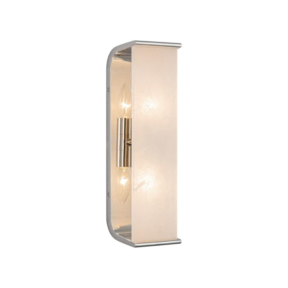 ALORA Lighting Abbott WV327015PNAR Wall/Vanity Light Fixture, UL Damp Rated, Polished Nickel/Alabaster
