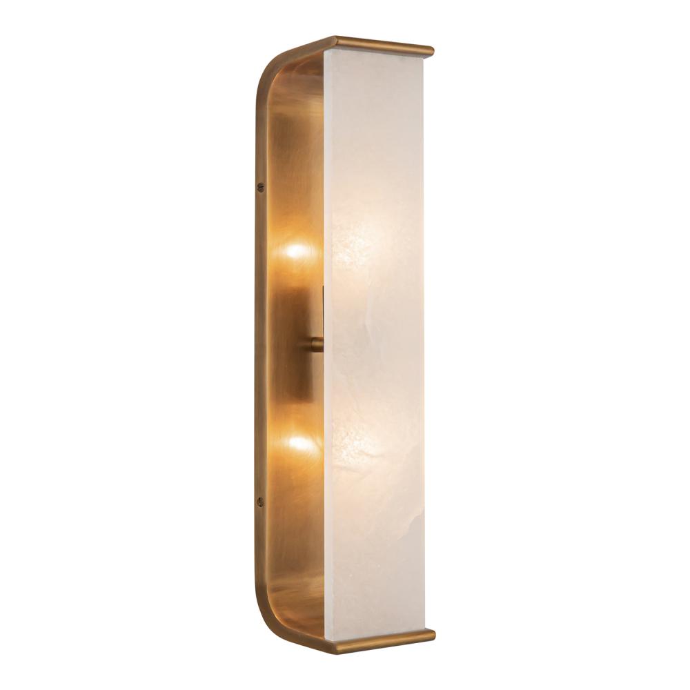 ALORA Lighting Abbott WV327019VBAR Wall/Vanity Light Fixture, UL Damp Rated, Vintage Brass/Alabaster