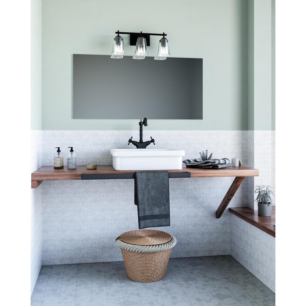 ALORA MOOD Lighting VL638221MBCL Vanity Light Fixture, UL Damp Rated, Clear Glass/Matte Black