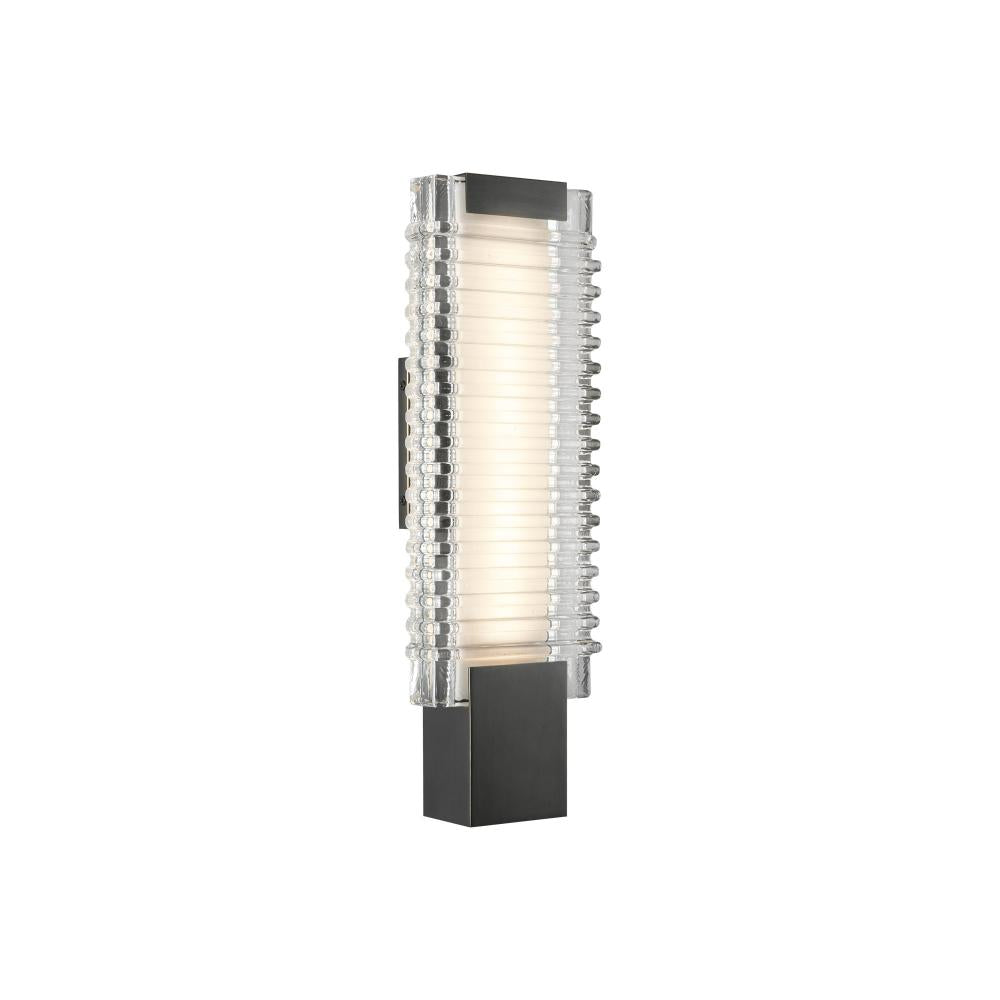 ALORA Lighting Alai WV374118UBCR Wall Vanity Light Fixture, UL Damp Rated, Urban Bronze/Ribbed Glass