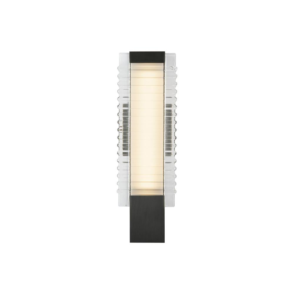 ALORA Lighting Alai WV374118UBCR Wall Vanity Light Fixture, UL Damp Rated, Urban Bronze/Ribbed Glass