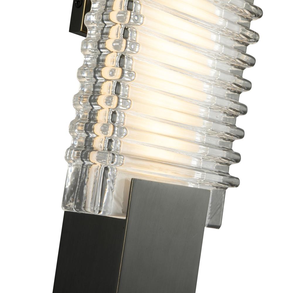 ALORA Lighting Alai WV374118UBCR Wall Vanity Light Fixture, UL Damp Rated, Urban Bronze/Ribbed Glass