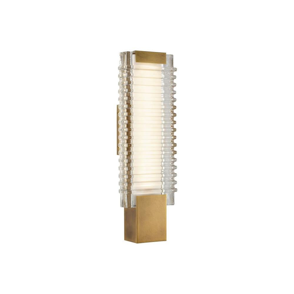 ALORA Lighting WV374118VBCR Wall Vanity Light Fixture, UL Damp Rated, Vintage Brass/Ribbed Glass