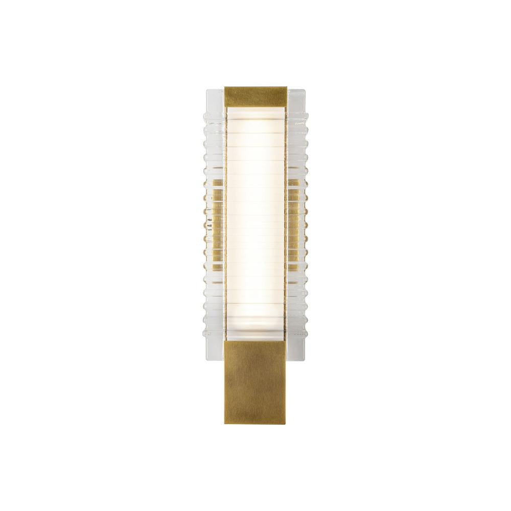 ALORA Lighting WV374118VBCR Wall Vanity Light Fixture, UL Damp Rated, Vintage Brass/Ribbed Glass