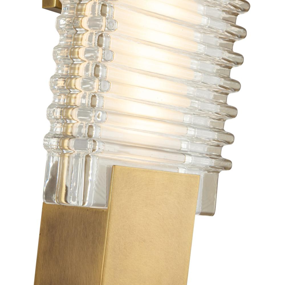 ALORA Lighting WV374118VBCR Wall Vanity Light Fixture, UL Damp Rated, Vintage Brass/Ribbed Glass
