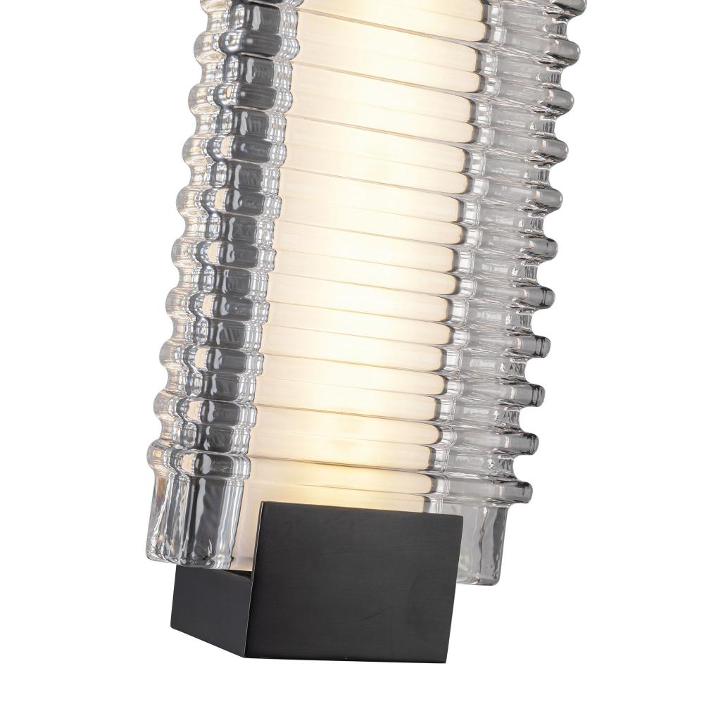 Alora Lighting WV374225UBCR Wall Vanity Light Fixture, Urban Bronze/Ribbed Glass