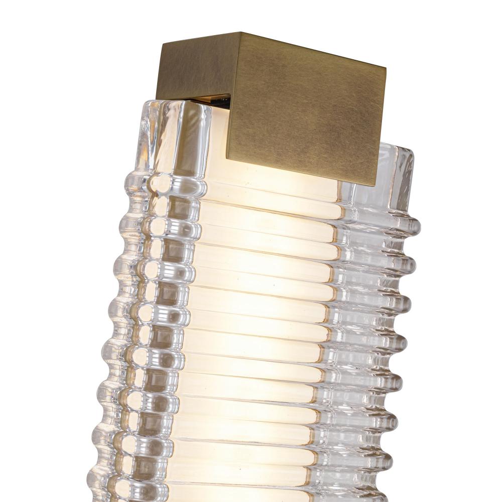 ALORA Lighting WV374225VBCR Wall Vanity Light Fixture, UL Damp Rated, Vintage Brass/Ribbed Glass