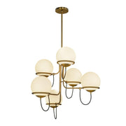 ALORA MOOD Lighting Alba 32-in CH458632AGOP Chandelier, UL Damp Rated, Aged Brass/Opal Glass