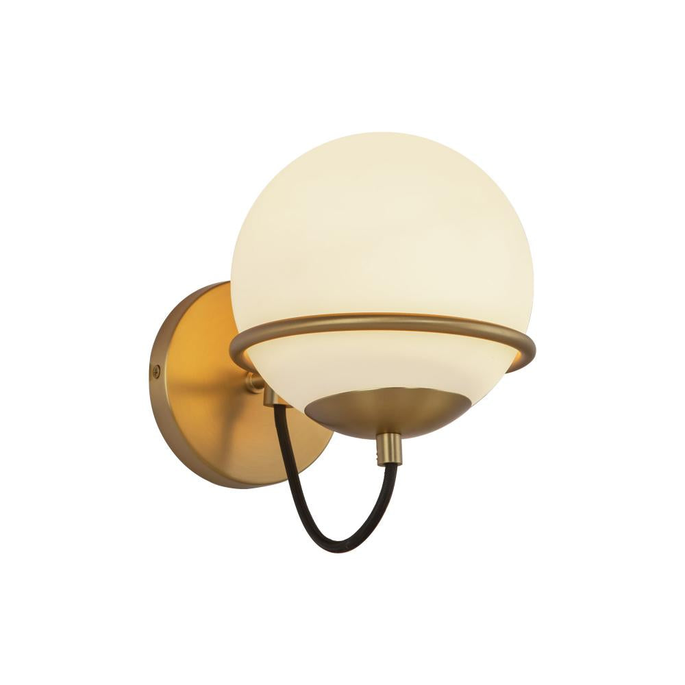 Alora Mood Alba WV458107AGOP Wall Vanity Light Fixture, UL Damp Rated, Aged Brass/Opal Glass