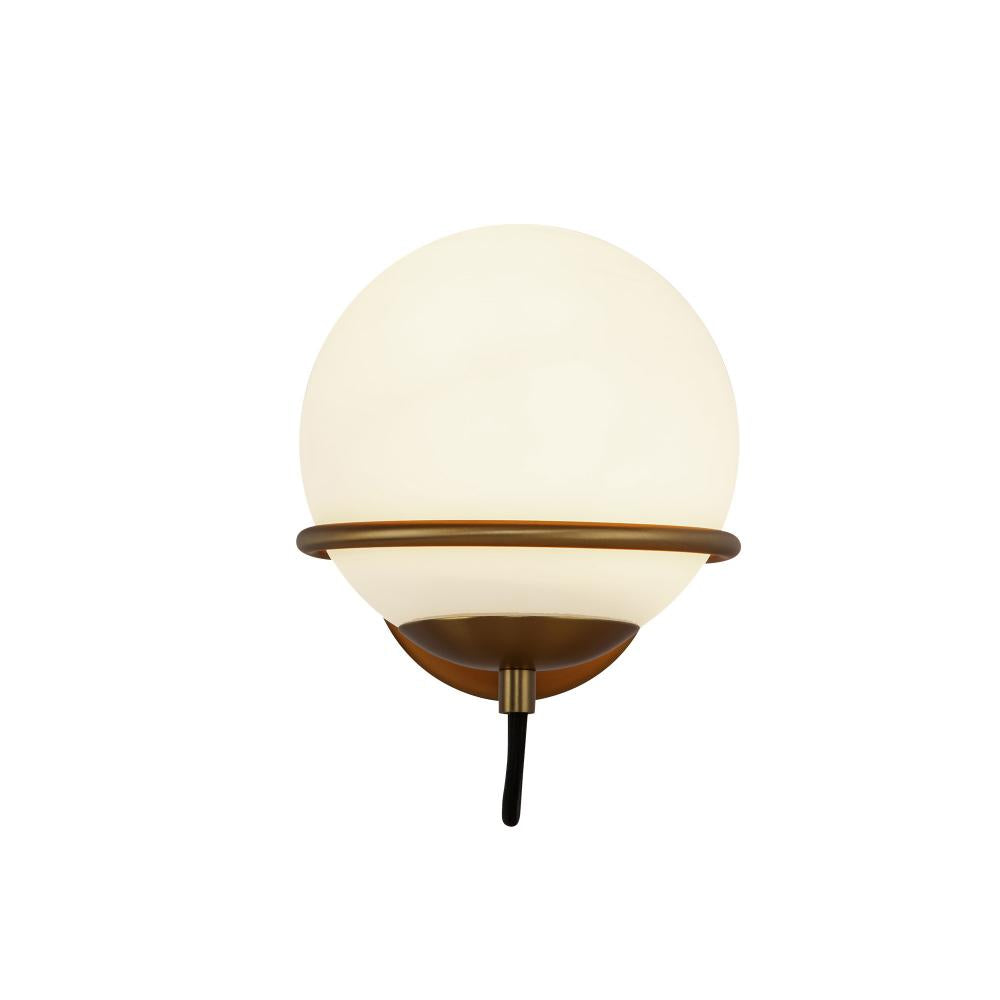 Alora Mood Alba WV458107AGOP Wall Vanity Light Fixture, UL Damp Rated, Aged Brass/Opal Glass