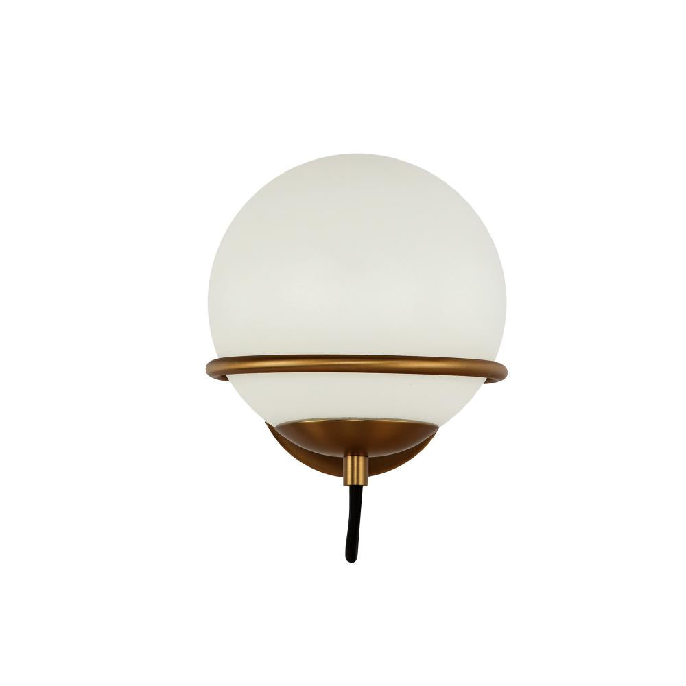 Alora Mood Alba WV458107AGOP Wall Vanity Light Fixture, UL Damp Rated, Aged Brass/Opal Glass