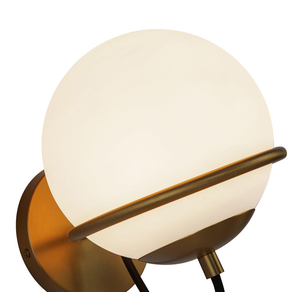 Alora Mood Alba WV458107AGOP Wall Vanity Light Fixture, UL Damp Rated, Aged Brass/Opal Glass