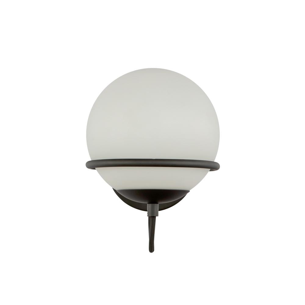 ALORA MOOD Lighting WV458107MBOP 1 Light Wall Vanity Fixture, UL Damp Rated, Matte Black/Opal Glass