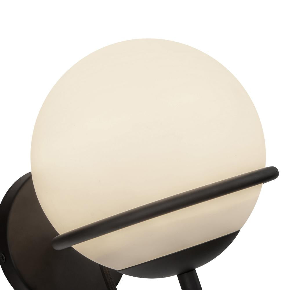 ALORA MOOD Lighting WV458107MBOP 1 Light Wall Vanity Fixture, UL Damp Rated, Matte Black/Opal Glass