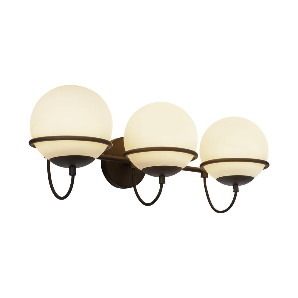 ALORA MOOD Lighting WV458324MBOP Vanity Light Fixture, 24-in, 3 Lights, Matte Black/Opal Glass