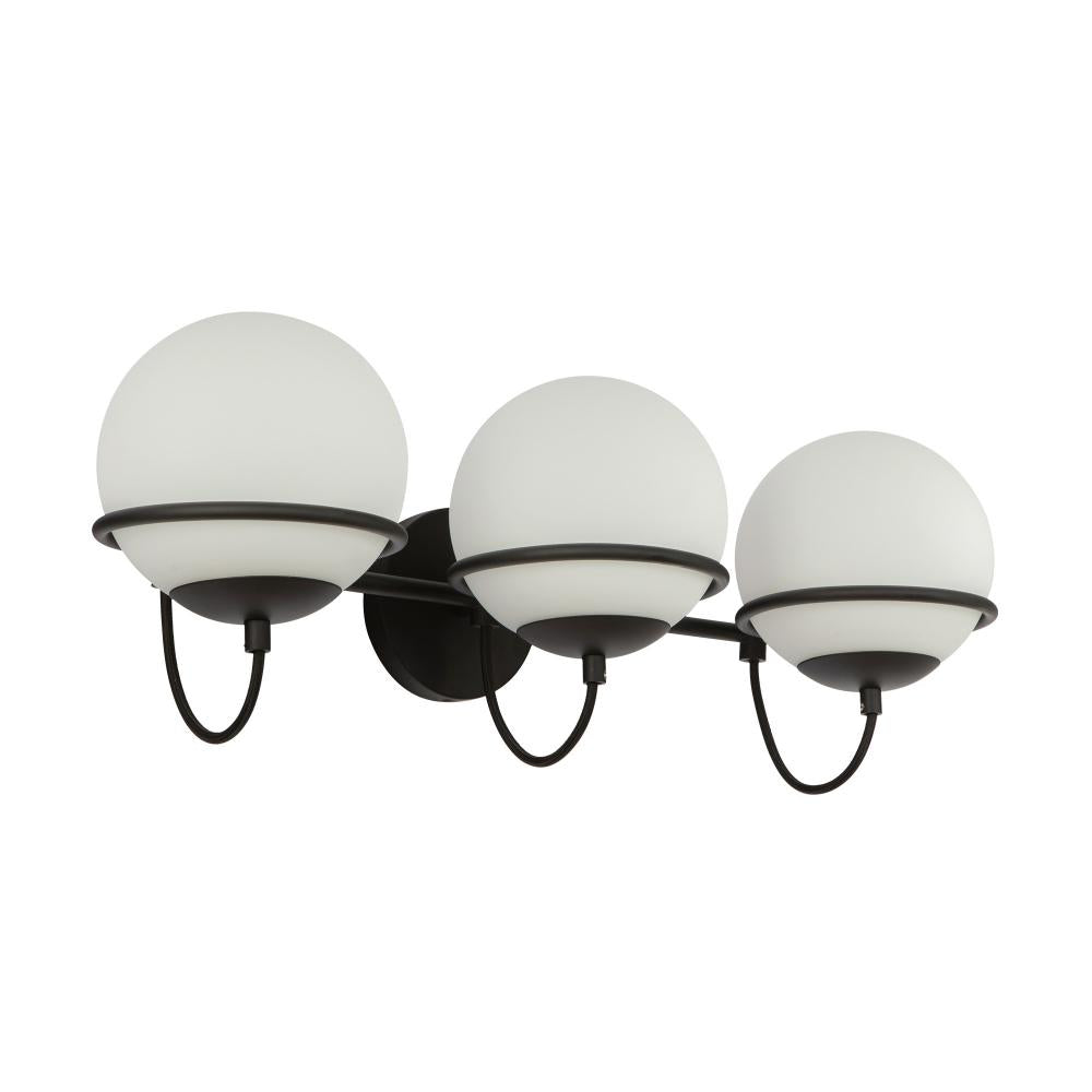 ALORA MOOD Lighting WV458324MBOP Vanity Light Fixture, 24-in, 3 Lights, Matte Black/Opal Glass