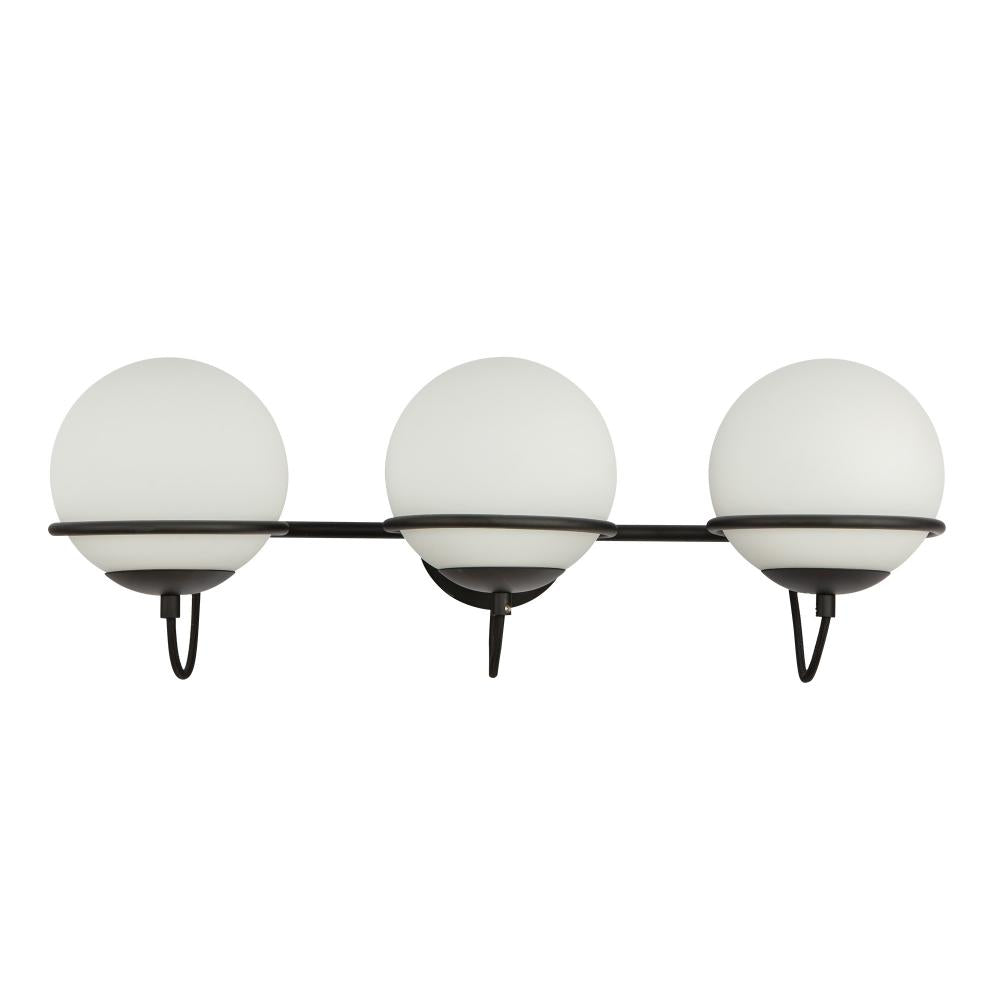 ALORA MOOD Lighting WV458324MBOP Vanity Light Fixture, 24-in, 3 Lights, Matte Black/Opal Glass