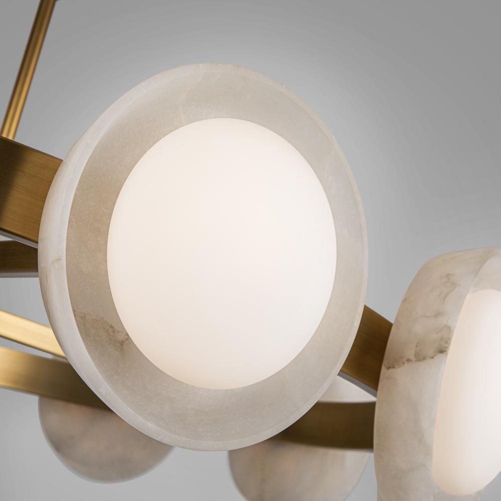 ALORA Lighting CH320050VBAR Alonso 50-in LED Chandelier, UL Listed, Vintage Brass/Alabaster