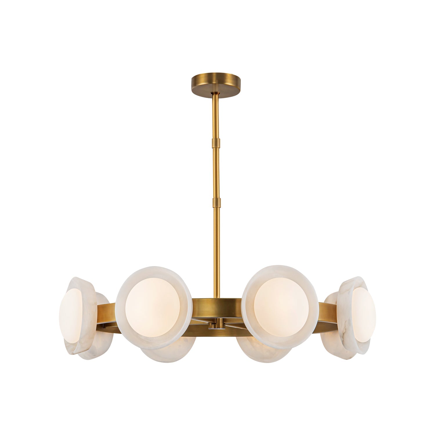 ALORA Lighting CH320837VBAR-UNV Alonso 37-in LED Chandelier, Vintage Brass/Alabaster