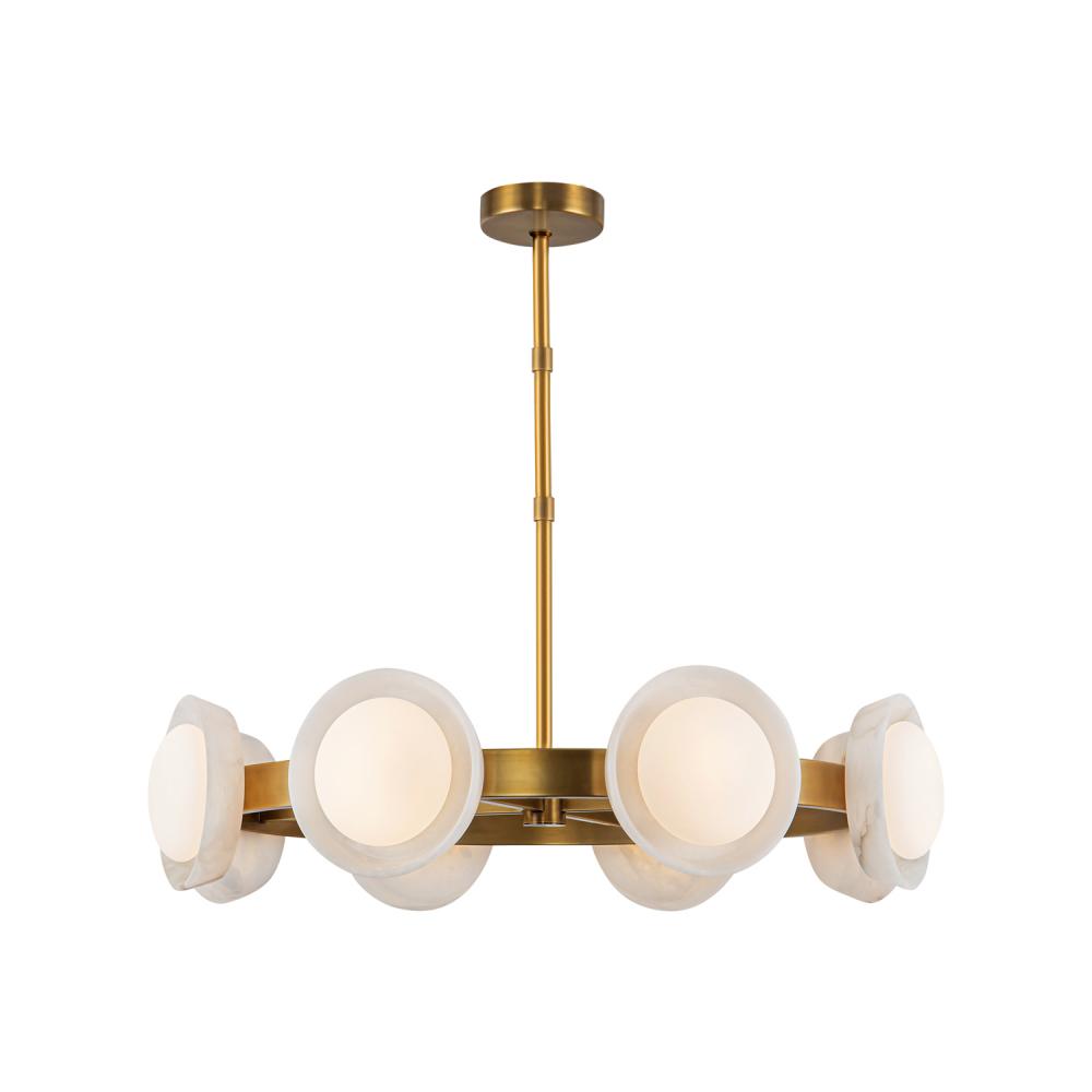 ALORA Lighting CH320837VBAR 37-in LED Chandelier, Vintage Brass/Alabaster