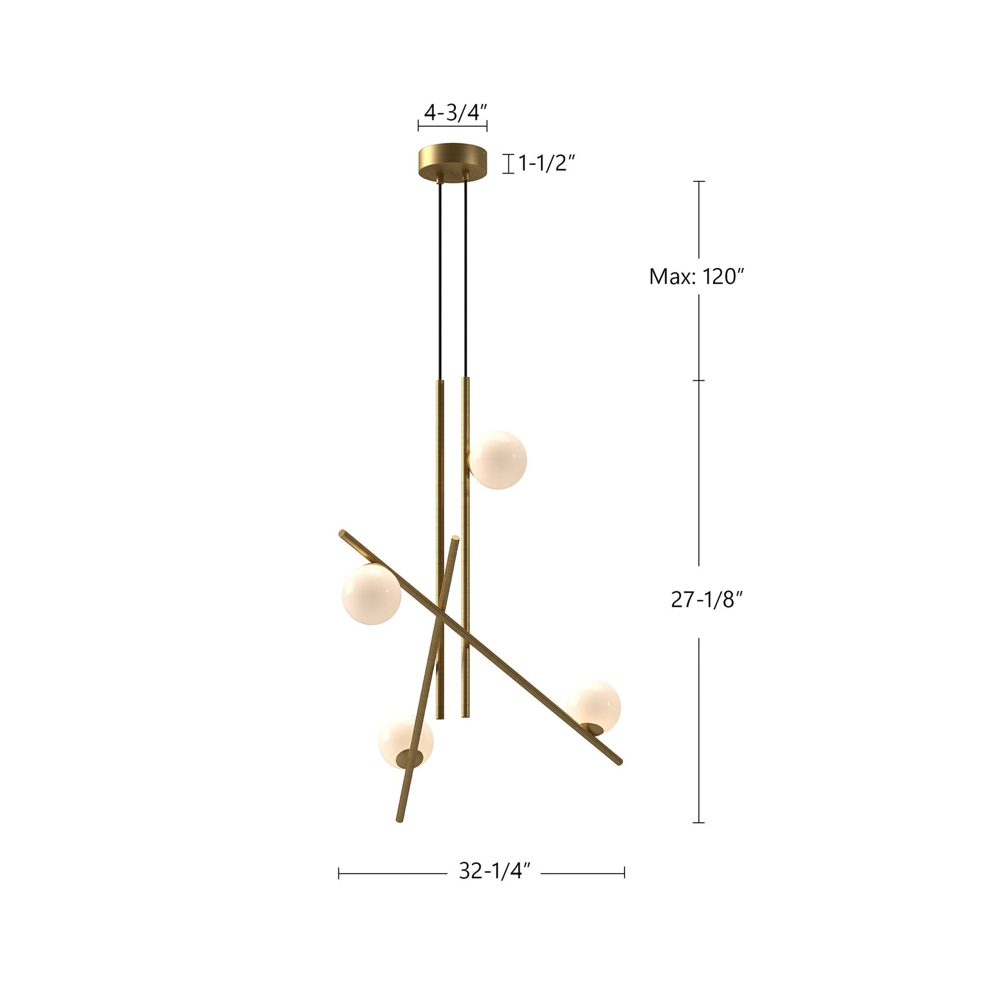Kuzco Amara 32-in LED Chandelier, UL Damp Rated, Black/Glossy Opal Glass