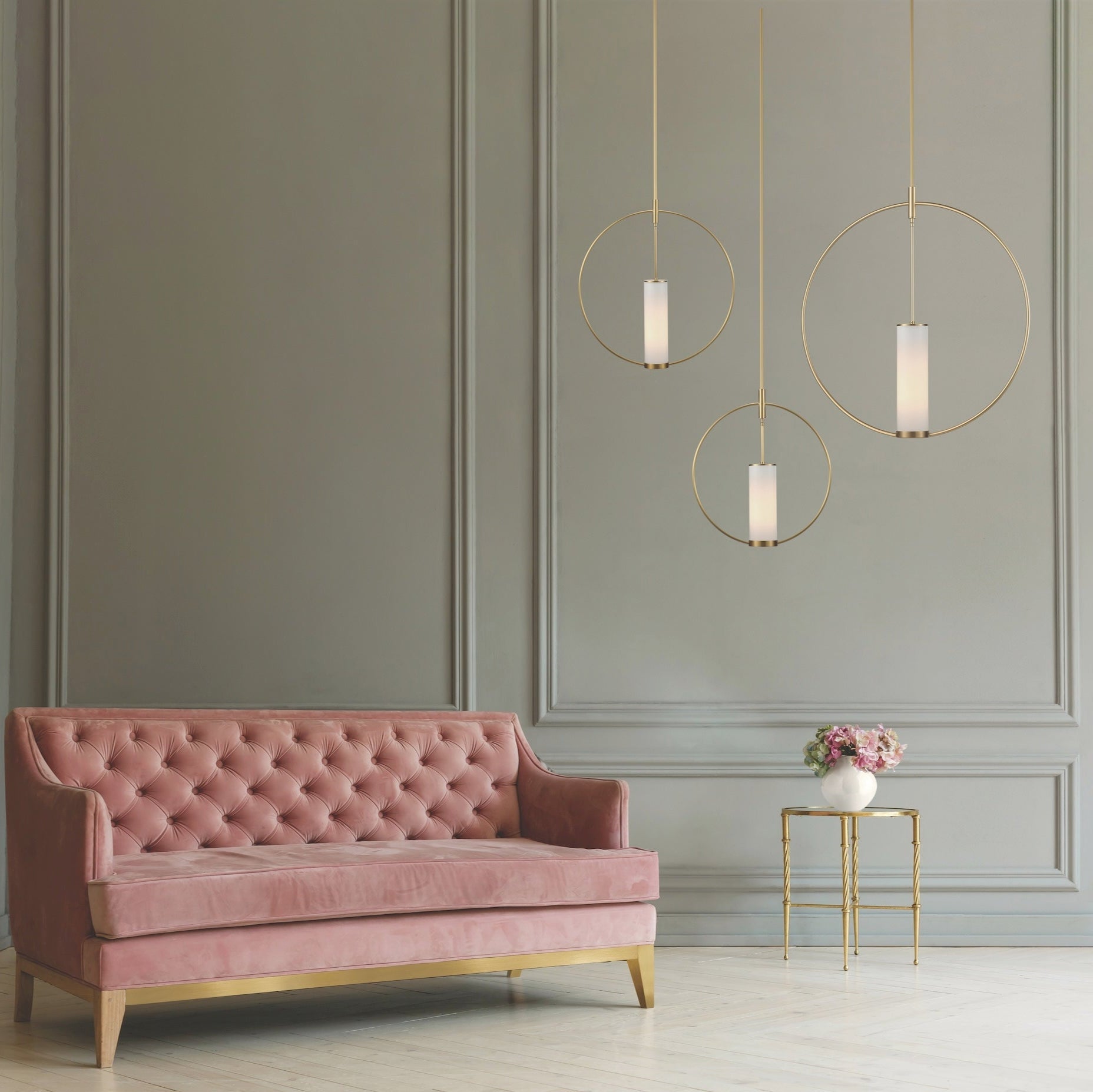 Alora Lighting AMOR PD309130NBOP Pendant Traditional - Natural Brass Opal Glass