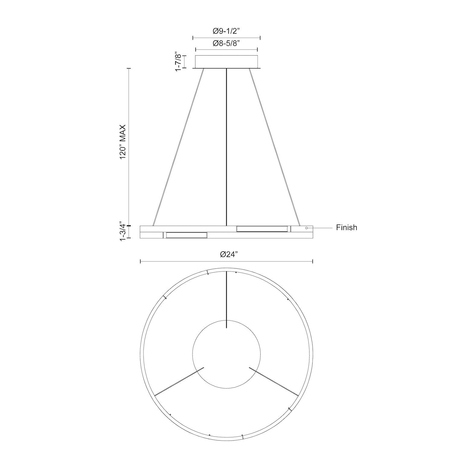 Kuzco Anello Minor PD52724-WT-UNV Pendant, 24-in, LED, Walnut