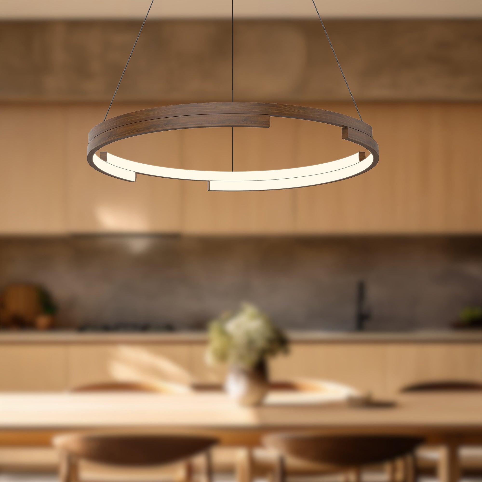 Kuzco Anello Minor PD52724-WT-UNV Pendant, 24-in, LED, Walnut