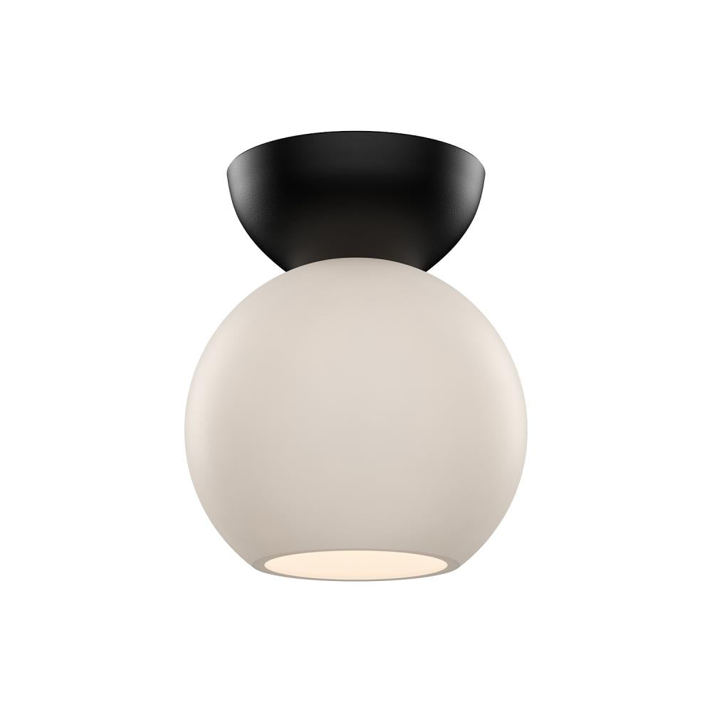 Kuzco SF59706-BK/OP Semi Flush Mount, 6-in, Black/Opal Glass
