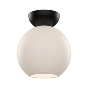 Kuzco SF59708-BK/OP Arcadia 8-in Semi Flush Mount Light Fixture, UL Damp Rated, Black/Opal Glass