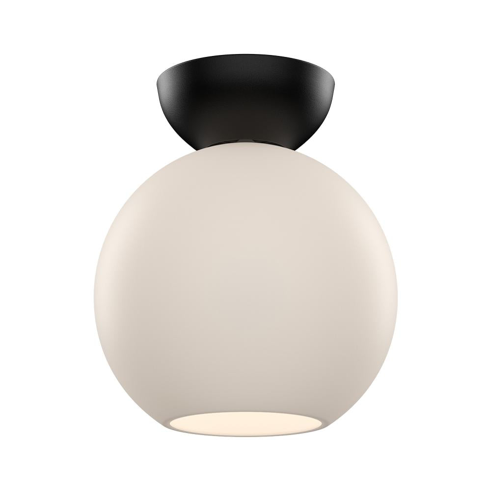 Kuzco SF59708-BK/OP Arcadia 8-in Semi Flush Mount Light Fixture, UL Damp Rated, Black/Opal Glass