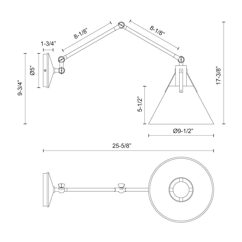 ALORA MOOD Lighting WV584510SL Wall Vanity Light Fixture, 1 Light, Steel Shade