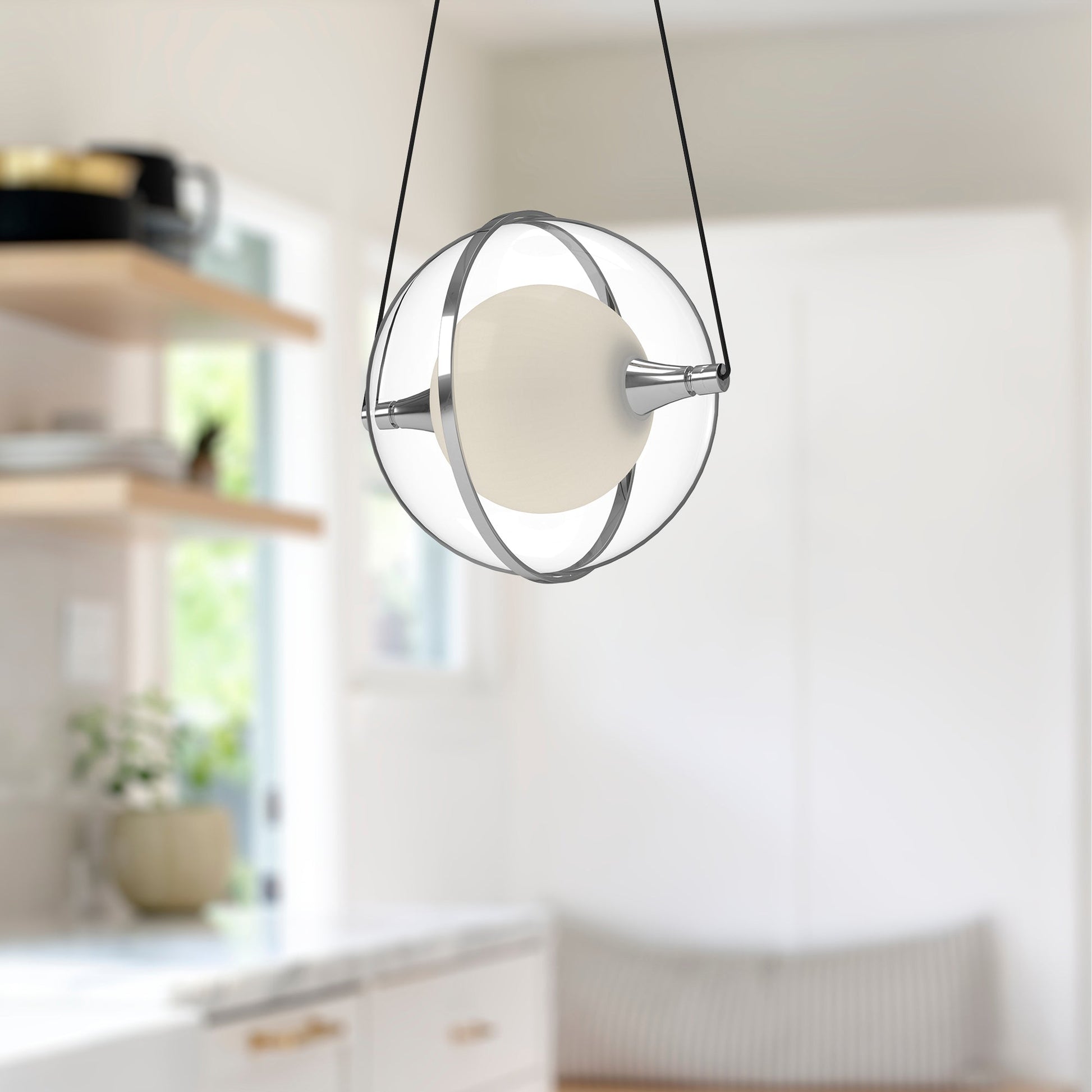 Kuzco Aries PD76708-CH-UNV Pendant Light Fixture, LED, Chrome