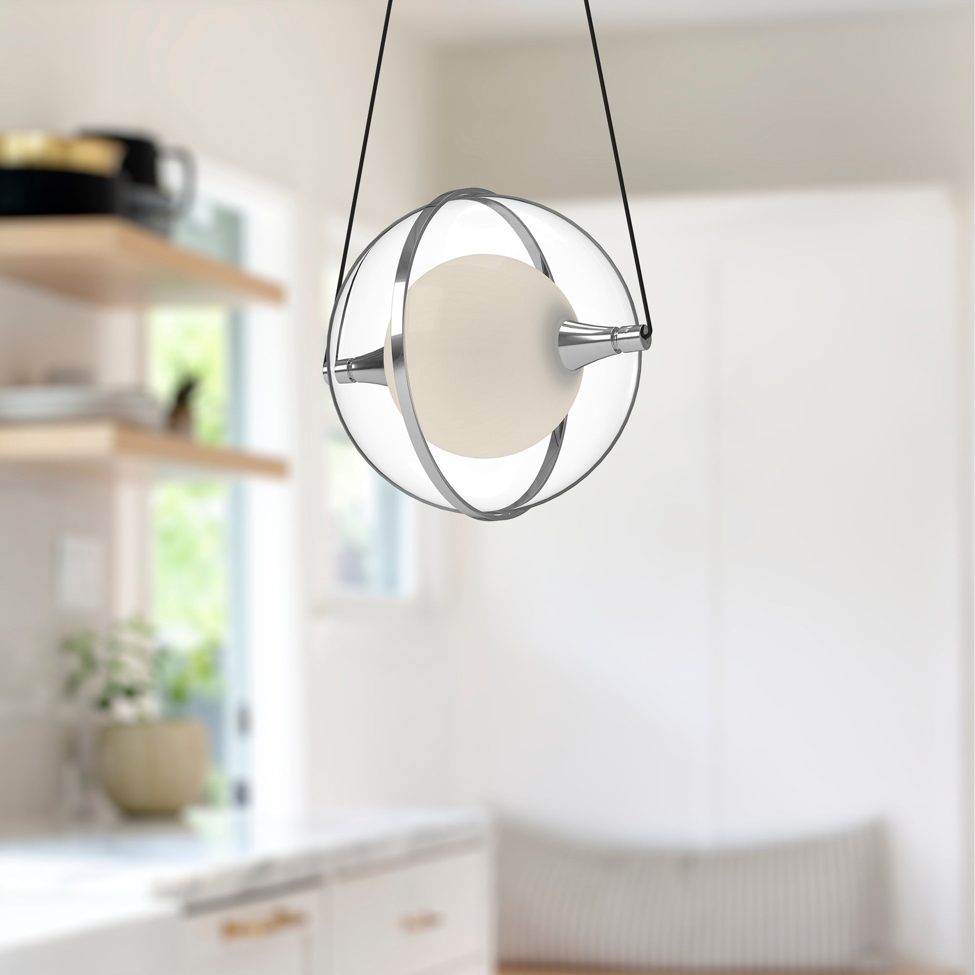 Kuzco Aries PD76708-CH-UNV Pendant Light Fixture, LED, Chrome