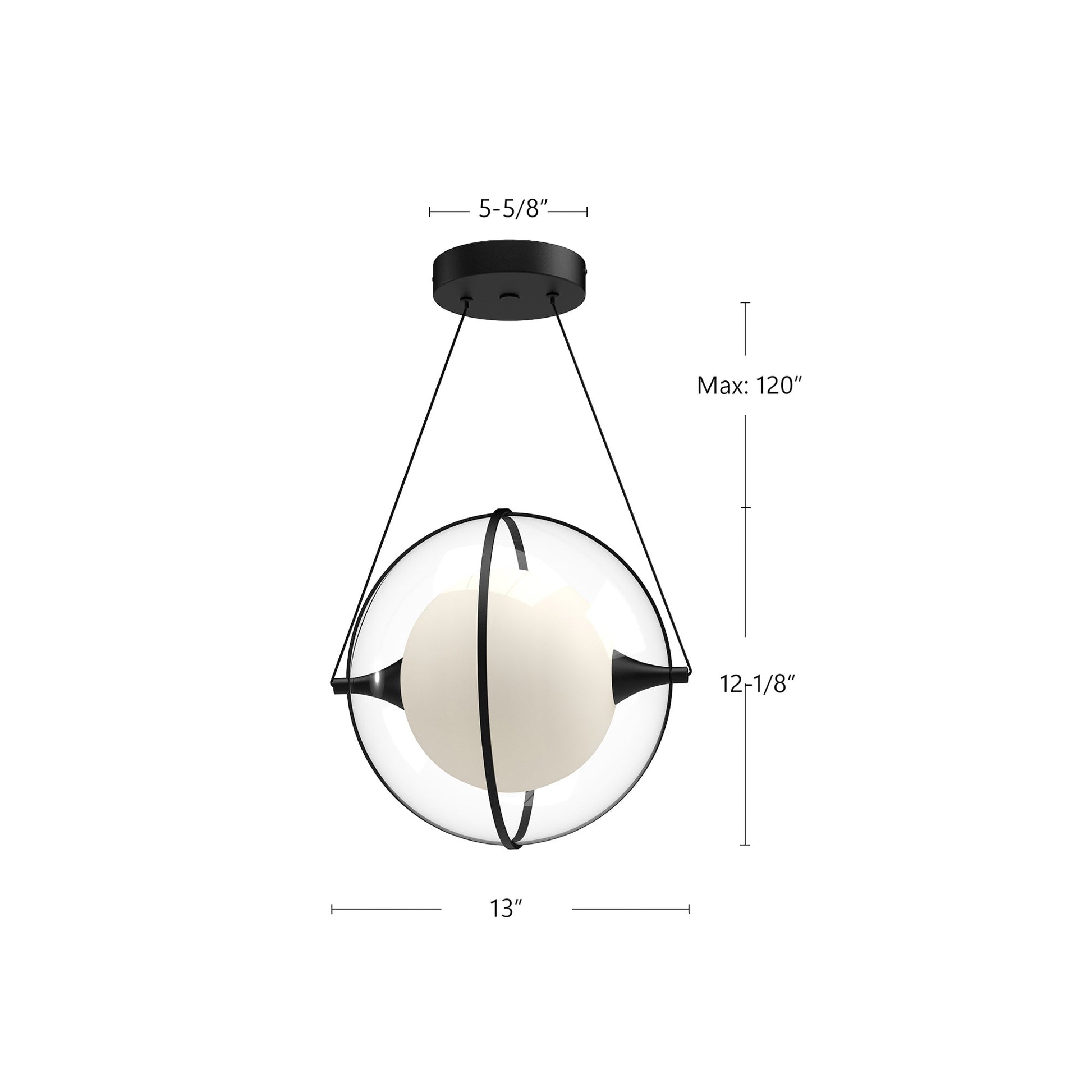 Kuzco Aries PD76712-BK-UNV Pendant, LED, 12-in, Black