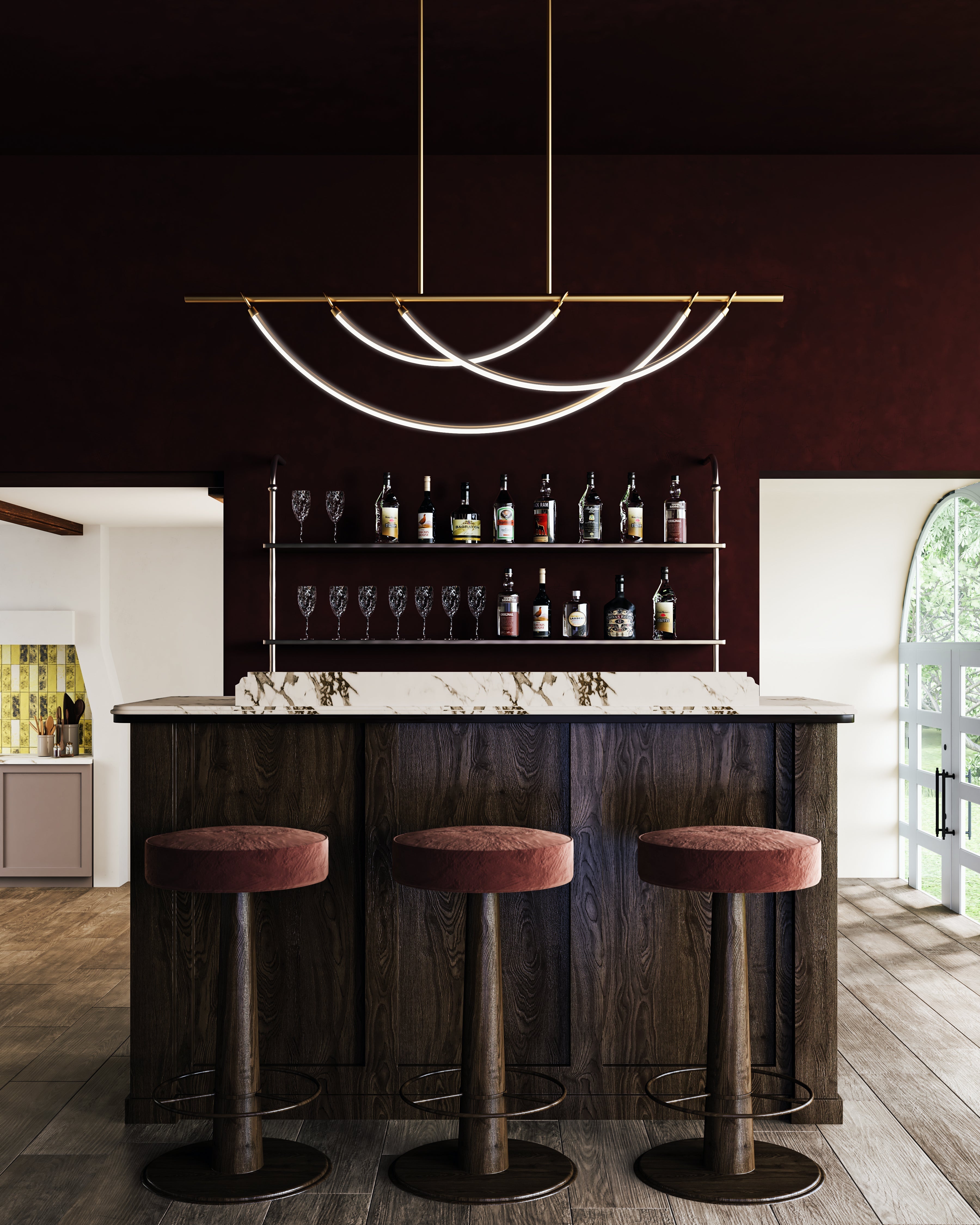 ALORA Lighting Aryas 48-in LED Linear Pendant, Vintage Brass