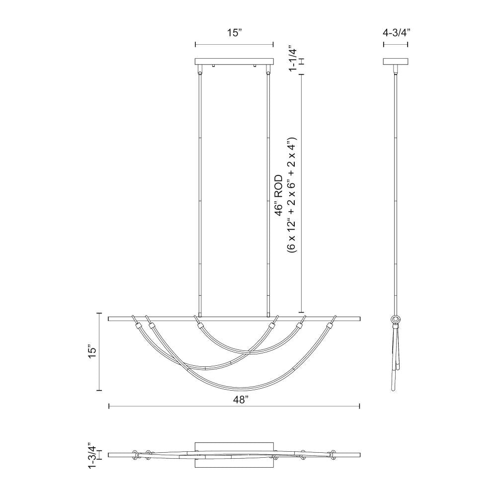 ALORA Lighting Aryas LP317448 Urban Bronze Linear Pendant, 36W Watt, Urban Bronze