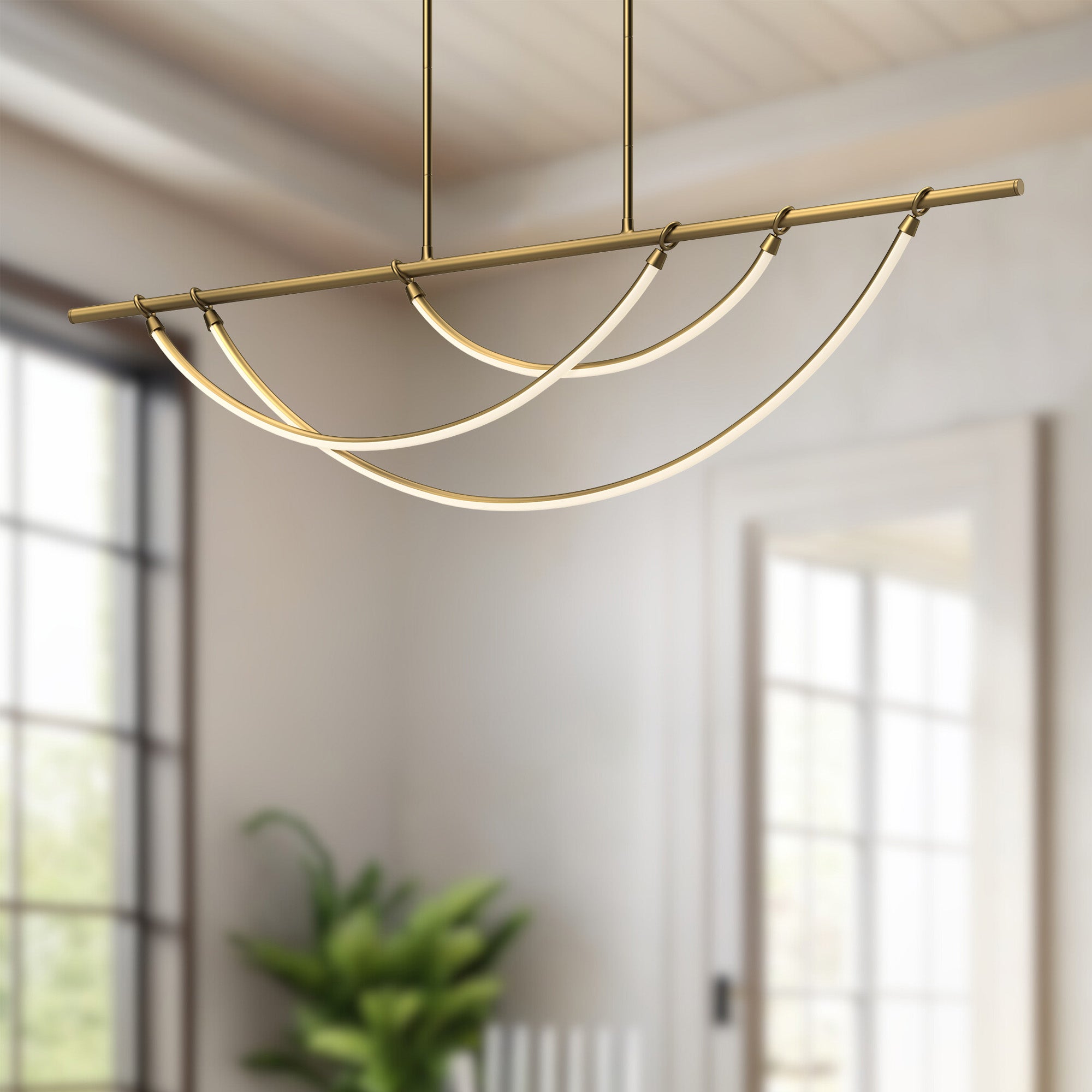 ALORA Lighting Aryas 60-in LED Linear Pendant, UL Damp Rated, Vintage Brass