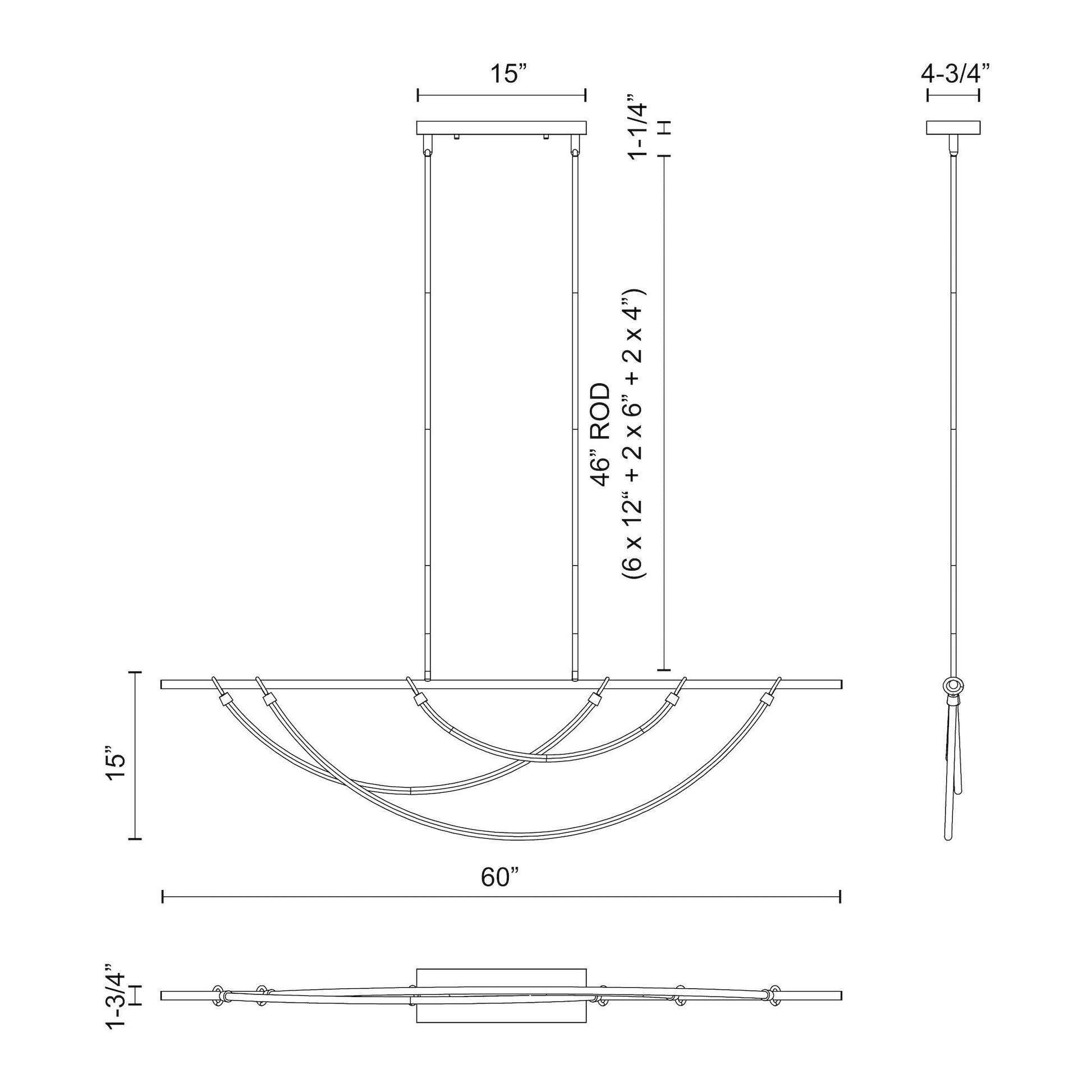 ALORA Lighting Aryas 60-in LED Linear Pendant, UL Damp Rated, Vintage Brass