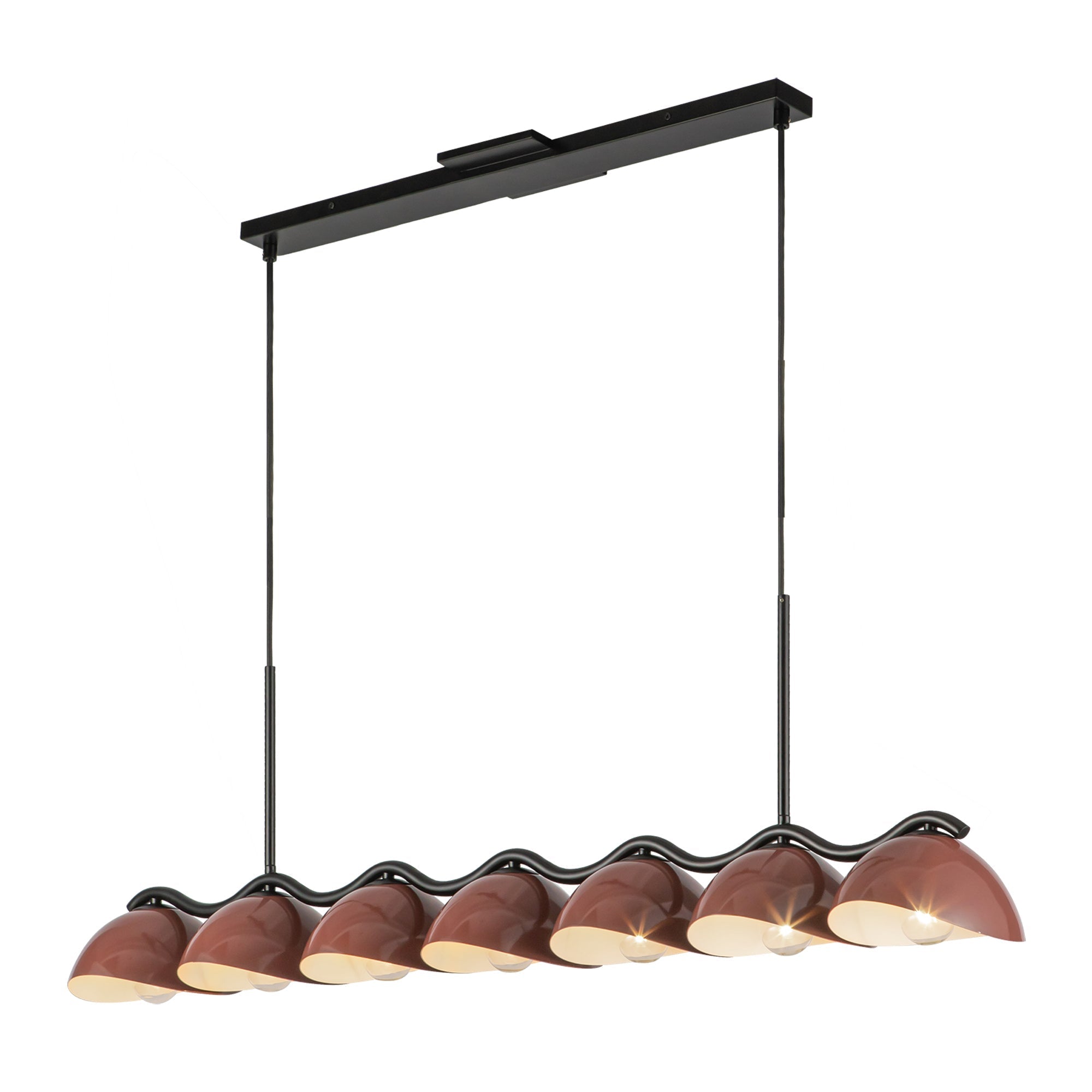 Kuzco LP57642-BK/BGD Atlas Linear Pendant, UL Damp Rated, Black/Burgundy