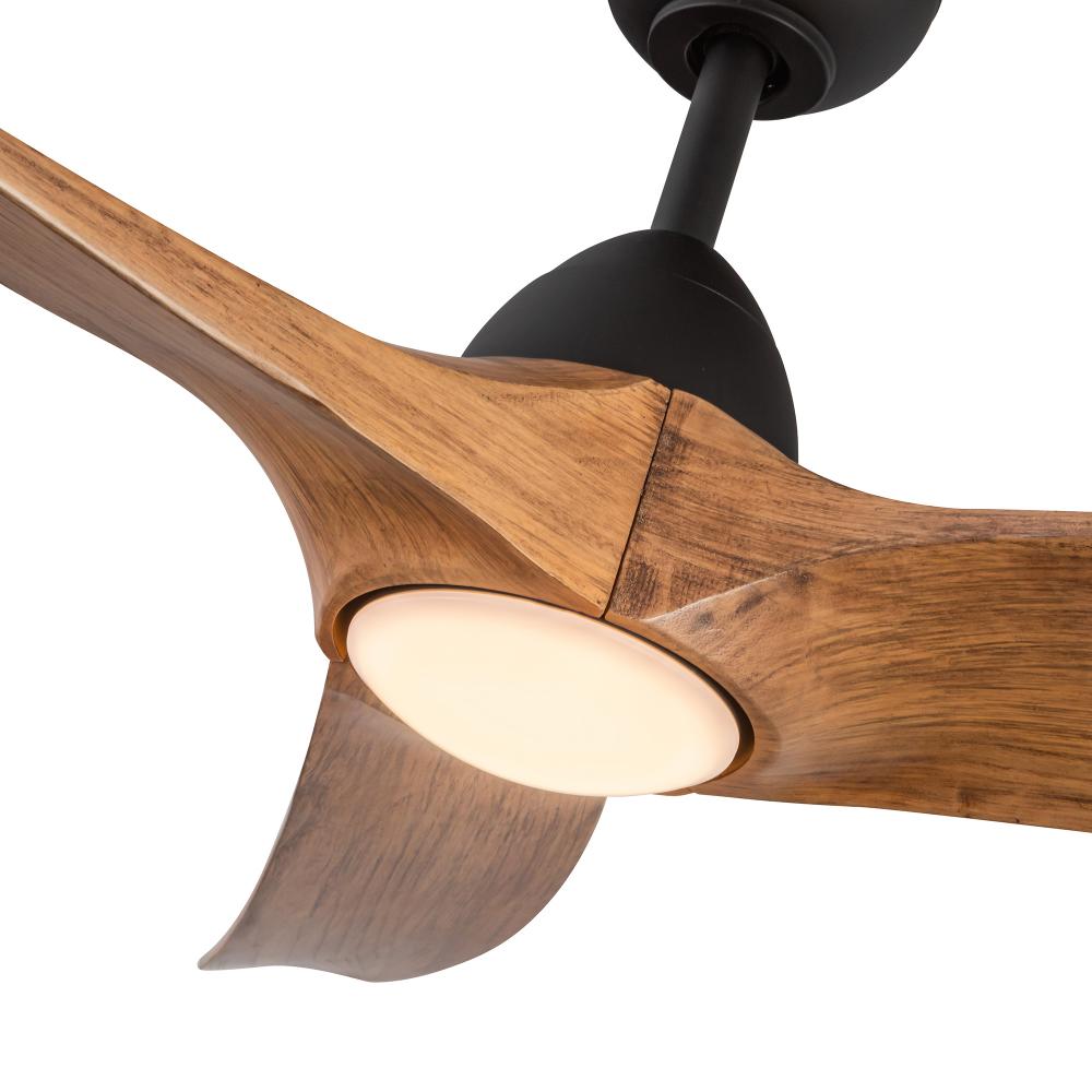 Kuzco Lighting CF97860-MB/NW Baylor LED Ceiling Fan, 60-inch, Matte Black/Natural Wood