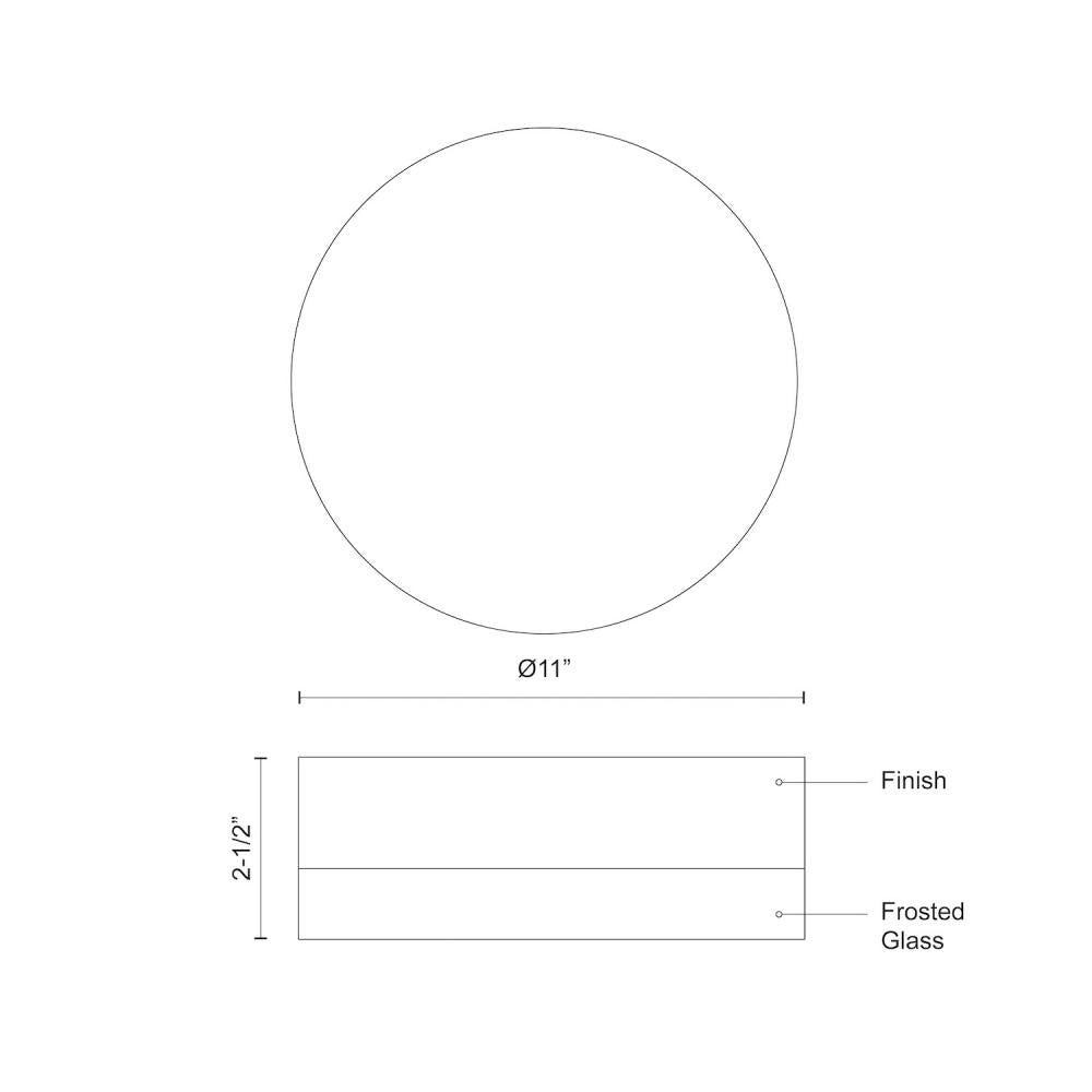 Kuzco FM3511-BN Flush Mount Fixture, UL Damp Rated, Brushed Nickel/Frosted