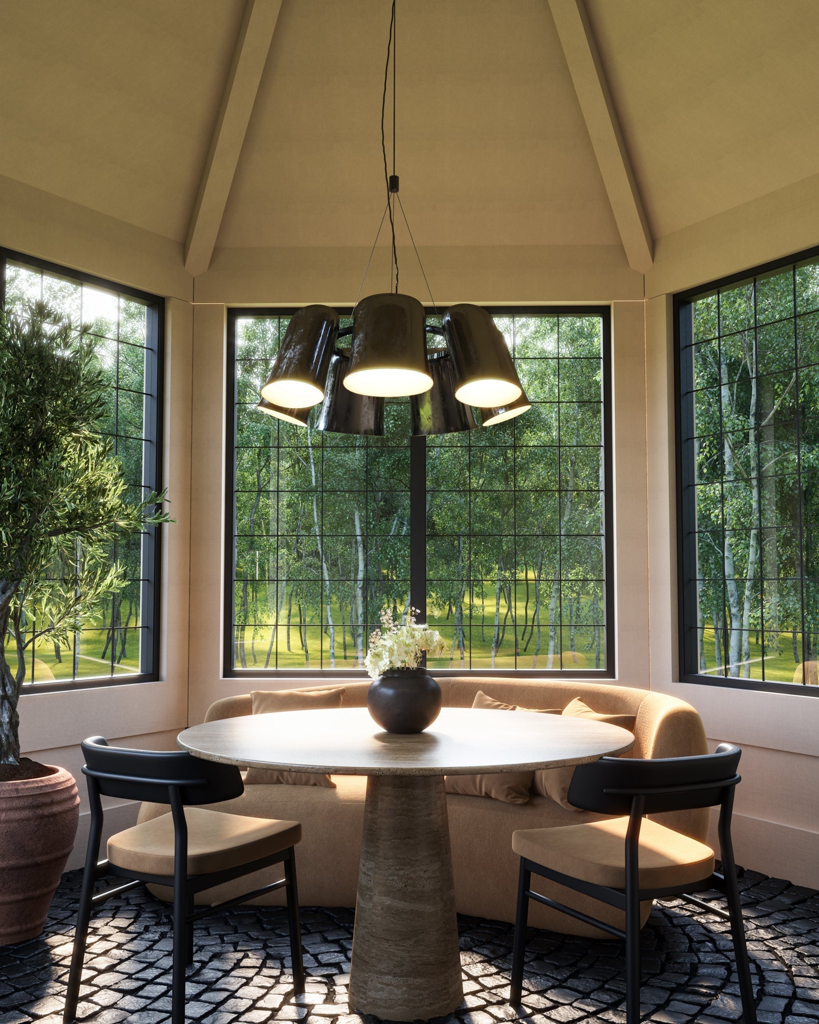 Kuzco Lighting CH21120-GBK-UNV Chandelier, Bell 20-in, LED, Glossy Black