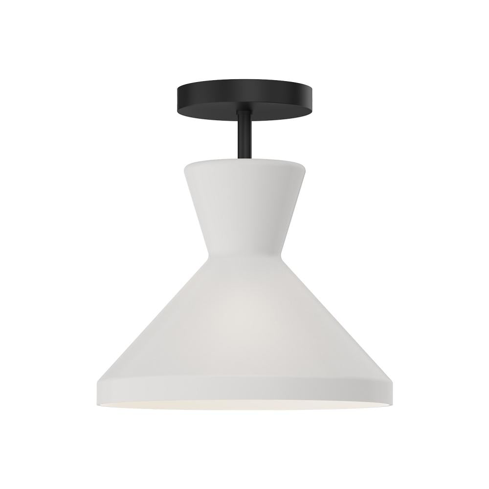 ALORA MOOD Lighting SF473710MBOP Semi Flush Mount, UL Damp Rated, Matte Black/Opal Glass