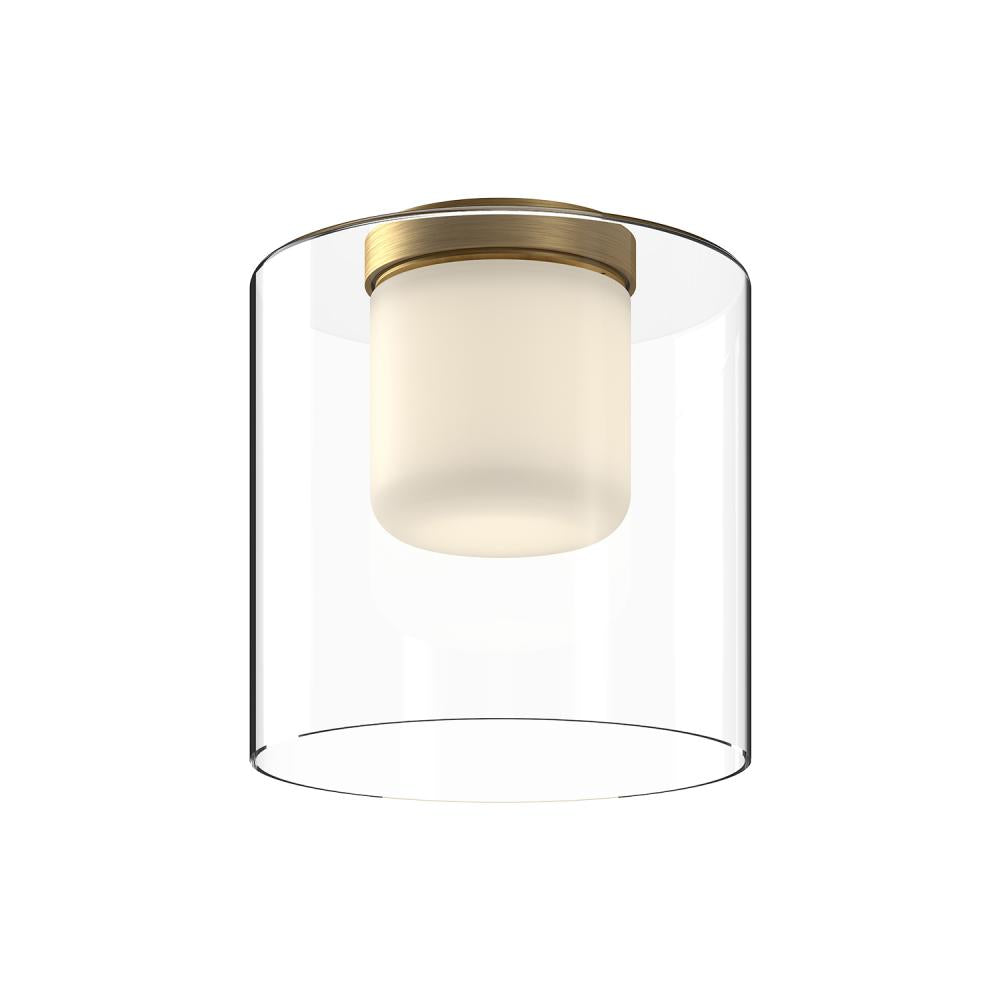 Kuzco FM53509-BG/CL Birch 9-in LED Flush Mount, UL Damp Rated, Brushed Gold/Clear