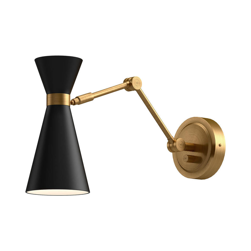 Alora Mood Blake WV574524MBAG 1 Light Wall/Vanity Light Fixture, UL Damp Rated, Aged Gold/Matte Black